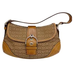 COACH　コーチ　F10926　ソーホーミニシグネチャー　ショルダーバッグ　キャンバス×レザー　ベルトモチーフ　ブラウン【中古】JA-25766