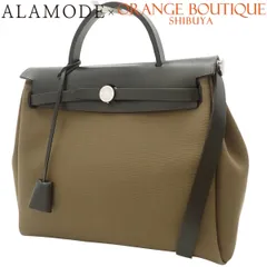 HERMES(エルメス) エールバッグジップPM カーキ ブラック黒 トワルオフィシエ カーフ パラジウム金具 シルバー金具 D刻印 ショルダーバッグ 2WAY 肩掛け ハンドバッグ レディース 40802168598【中古】【アラモード】 HERMES(エルメス) エールバッグジップPM カーキ ブラック黒 トワル