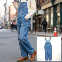 抜け感◎カジュアル◎【OLD NAVY BLUE JEANS】オールド ネイビー オーバーオール オールインワン サロペット デニム パンツ ボトムス ダメージ 加工 コットン アメカジ ブルー レディース サイズ 12 /M38874Ha