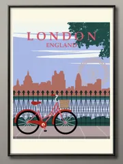 06412ビンテージ ロンドン 自転車 A3 サイズ ポスター アート おしゃれ 絵画 インテリア 北欧 イラスト マット紙 艶消し アートパネル 額 フレーム デザイン 壁掛け ギフト 新築祝い ディスプレイ