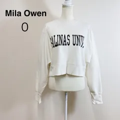 Mila Owen ミラオーウェン 短文ロゴトレーナープルオーバー スウェット ショート丈 プルオーバー ボリューム袖 ロゴプリント カジュアル F