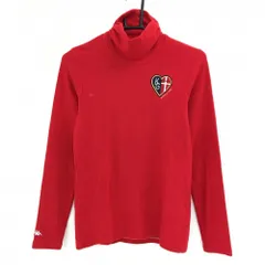 【美品】カッパ 長袖ハイネックシャツ レッド 表微起毛 ロゴハート レディース L ゴルフウェア Kappa