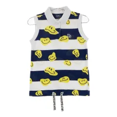 サイズ：00 PEARLY GATES パーリーゲイツ ; ノースリーブポロシャツ パイル スマイル ボーダー柄 ホワイト系 [240101495875] ゴルフウェア レディース ストスト