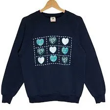 FRUIT OF THE LOOM フルーツオブザルーム USA製 ハートデザイン 90年代 ヴィンテージ スウェット トレーナー 長袖 フロントプリント Lサイズ ネイビー