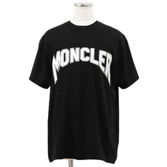 SALE【美品】MONCLER モンクレール Tシャツ フットボール SS TSHIRT 2022年製 ロゴ グリッタープリント クルーネック ロングスリーブ 丸首 半袖 コットン カットソー トップス メンズ XL ブラック シルバー 黒 銀色 トルコ製のサムネイル