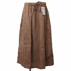 Plantation【未使用品】プランテーション ロング フレアスカート ブラウン PL22FG216 レディース 麻 2(M位) オーバーサイズ ウエストゴム 春夏