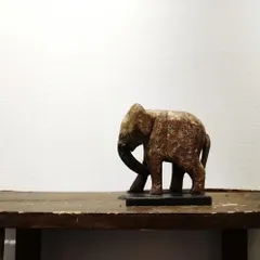 インドの象　骨董　1920～40年代　アンティーク　ヴィンテージ　木彫　彫刻　オブジェ　インテリア