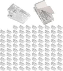 RENASYS クリアクリップ ミニ 透明 100個セット プラスチック 多機能 オフィス 学校 大容量 (片面テープタイプ)