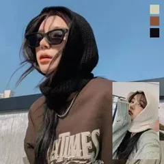 バラクラバ レディース ネックウォーマー ニット 無地 冬 トレンド かわいい 韓国 ニット おしゃれ 付けフード帽子 可愛い 防寒 秋冬 プレゼント