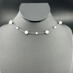 【新品】アクセサリー ネックレス シルバー×ホワイト シンプル キレイ◆