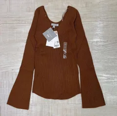 新品 21ss UNIQLO × Mame Kurogouchi ユニクロ × マメクロゴウチ 3D リブ セーター サイズ XS ブラウン 長袖 sweater 251-442041