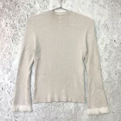 NATURAL BEAUTY BASIC ナチュラルビューティーベーシック シアー フレア カフス リブニット ライトグレー FRサイズ 〇◇