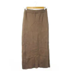 フリークスストア FREAKS STORE スカート ニット リブ タイト ナロー ロング ラップテイスト ストレッチ 厚手 F 茶 ブラウン /CK20