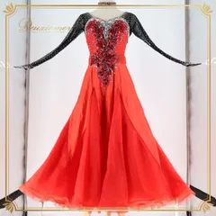 社交ダンス 衣装 スタンダード ドレス スタンダードドレス ワンピース 赤 黒 レース デモ 競技 パーティ 発表会 レッド系 ブラック系 競技用ドレス フォーマルドレス おしゃれ スカート ステージ衣装 ダンスパフォーマンス 上品 ドレスアップ 豪華