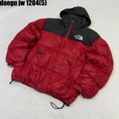 ザノースフェイス レッド/ブラック フード ダウン アウター 95 1204