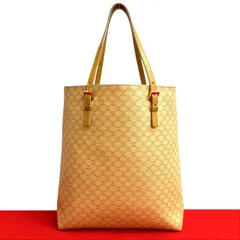 極 美品 希少品 CELINE セリーヌ ヴィンテージ マカダム ブラゾン ロゴ 柄 レザー 本革  ハンドバッグ トートバッグ ベージュ 18926
