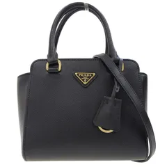 プラダ PRADA 2WAYバッグ ハンドバッグ ショルダーバッグ サフィアーノ レザー ブラック 1BA380 中古 新入荷 OB2730