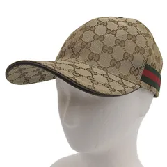 グッチ GUCCI ベースボールキャップ ウェブストライプ付 帽子 GGキャンバス ベージュ/エボニー #M 200035 中古 新入荷 GU0661