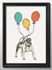 10338犬 イヌ DOG イラスト A3 サイズ ポスター アート おしゃれ 絵画 インテリア 北欧 イラスト マット紙 艶消し アートパネル 額 フレーム デザイン 壁掛け ギフト 新築祝い ディスプレイ