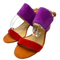 フェラガモ スエード サンダル ストラップ ヒール パープル レッド オレンジ スエード [サイズ5 1/2(約22cm)] Salvatore Ferragamo レディース 人気 上品 高級感 エレガント