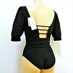 ME1-823☆新品タグ付き/SEA DRESS☆パフスリーブ＆バックオープン☆スイムウェア スポーツ ブラック セクシー
