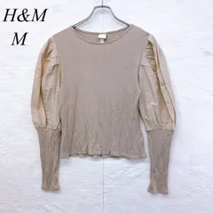 e6012 【エイチアンドエム】 カットソー M ベージュ レディース 立体スリーブデザイン／ストレッチあり