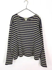 レディース 古着 LL Bean 2tone ボーダー リブ編 ボートネック バスク シャツ カットソー ロンT  XL 古着 