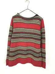 レディース 古着 90s 日本製 LAUREN RalphLauren ネイティブ マルチ ボーダー ボートネック コットン ニット セーター M 古着 