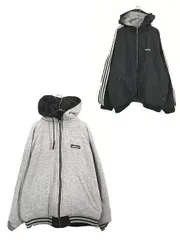 古着 90s adidas ナイロン × スウェット リバーシブル パデット ジャケット パーカー XXL 古着 