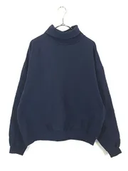 古着 90s USA製 Tultex 無地 ソリッド プレーン オーセンティック ウェイト タートルネック スウェット トレーナー ネイビー L 