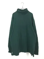 古着 90s USA製 Polo Ralph Lauren 裾ポニー ヘビー コットン タートルネック 長袖 ポケット Tシャツ ロンT ポケT 緑 XL 古着 