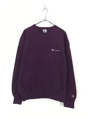 古着 90s Champion ワンポイント 前V スウェット トレーナー 紫 L 古着 