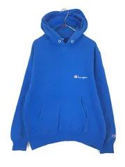 古着 80s USA製 Champion ワンポイント 前V スウェット パーカー 青 L 古着 