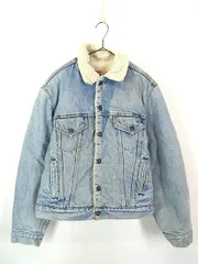 古着 80s USA製 Levi's ハンド ポケット付 ブルー デニム ボア トラッカー ジャケット Gジャン 42 