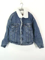 古着 90s Levi's 70609-4891 ハンド ポケット付 ブルー デニム ボア トラッカー ジャケット Gジャン M 