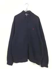 古着 90s Polo Ralph Lauren ワンポイント ソリッド ハイネック ジップアップ スウェット カーディガン XL 古着 