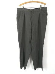 古着 80s ダーク ストライプ ウール タック スラックス ワイド パンツ W35 L28 