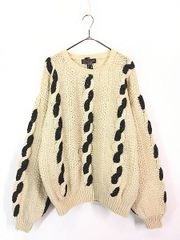 US古着 Dehen USA製 2トーンライン切替え アクリルニットセーター M 