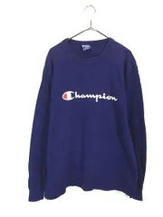古着 90s USA製 Champion BIG ロゴ 長袖 Tシャツ ロンT 紺 L 古着 