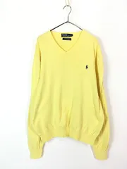古着 Polo Ralph Lauren ワンポイント ソリッド 上質 ピマコットン ライト ニット セーター 黄 XL 古着 