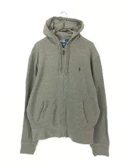 古着 Polo Ralph Lauren ハイゲージ コットン ニット スウェット ジップ パーカー グレー M 古着 