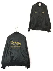 古着 80s USA製 「Century 21」 企業 刺しゅう 光沢 サテン スタジャン ジャケット L 古着 