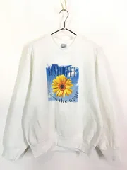 古着 90s USA製 ひまわり サンフラワー アート スウェット トレーナー M 古着