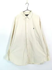 古着 90s Ralph Lauren 「BLAIRE」 ワンポイント ソリッド コットン ツイル BD シャツ アイボリー XL 古着 