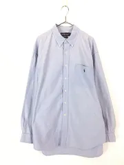 古着 90s Ralph Lauren 「BIG SHIRT」 ワンポイント ソリッド ポケット付 OXフォード BD シャツ 水色 XL 古着 