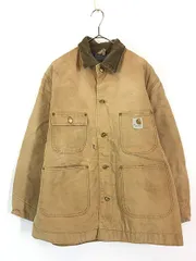 古着 70s Carhartt 裏地 ストライプ ブランケット ブラウン ダック ミシガンチョア カバーオール ジャケット XL位 古着 