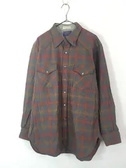 古着 70s USA製 Pendleton 「High Grade Western Wear」 オンブレ シャドー チェック ウール ウエスタン シャツ L 