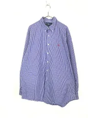 古着 90s Ralph Lauren 「CLASSIC FIT」 青×白 ギンガム チェック BD シャツ XL 古着 