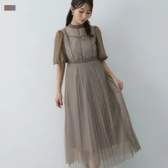 ドレス オケージョン 結婚式 ワンピース サテンライン チュール オーガンジー パーティードレス フォーマル レディース 5分袖 パフスリーブ フレア 82345