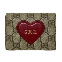 GUCCI(グッチ) 2つ折り財布 GGプラス・GGスプリーム 648848 ベージュ×ダークグレー×ボルドー ハート レザー